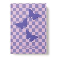 Книжка записная А5 128л 7БЦ 15162-EAC софт-тач лам тисн фольг Лиловые бабочки