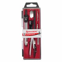 Готовальня BRAUBERG , 8 предметов: циркуль+кронциркуль, вставки+держ,отвёрт,точилка,грифель,