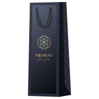 Пакет подарочный 12*36*8,5см MESHU "Wine time", матовая ламинация, фольга, под бутылку