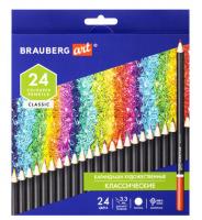Карандаши художественные цветные "Brauberg Art. Classic", 24 цвета, мягкий грифель 3,3 мм