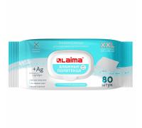 Полотенца влажные 80 шт., БОЛЬШИЕ XXL 16,5х25см, с аллантоином и коллоидным серебром, LAIMA,