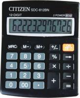 Калькулятор настольный Citizen SDC-812BN, 12 разр., двойное питание, 102*124*25мм, черный SD