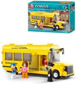 Купить РыжКот Конструктор пластиковый Sluban Город.Средний школьный автобус (219 деталей,3 фигурки)  M38- в БУКВАЕШКА