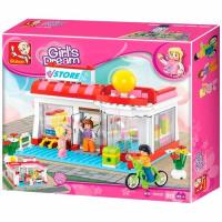 Купить РыжКот Конструктор пластиковый Sluban Розовая мечта. Магазин 24 часа (289 деталей,3 фигурки)Арт. M в БУКВАЕШКА