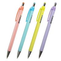 Ручка шариковая автоматическая BRAUBERG, СИНЯЯ, корпус ассорти, линия 0,3мм, 144220