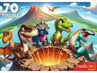 Пазлы 70 эл. Динозавры у кратера УК70-0225