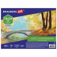 Самсон Холст грунтованный на картоне BRAUBERG, 18*24см, 100% хлопок, мелкое зерно, 190619