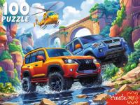 Купить ПАЗЛЫ 100 элементов. ДВА ДЖИПА И ВЕРТОЛЕТ (арт. УК100-0233) в БУКВАЕШКА