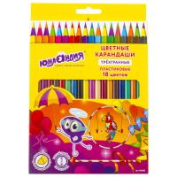 Самсон Карандаши цветные ЮНЛАНДИЯ "КАРНАВАЛ", 18 цветов, пластиковые, заточенные, трехгранный корпу