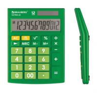 Калькулятор настольный. Brauberg Ultra-12-GN, 192x143 мм, 12 разрядов, двойное питание, цвет зеленый