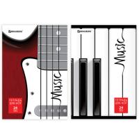 Тетрадь для нот А4, 24 л., BRAUBERG, обложка мелованный картон, вертикальная, на скобе, BRAU