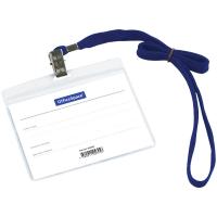 Бейдж горизонтальный OfficeSpace, 100x75 мм, синий шнурок