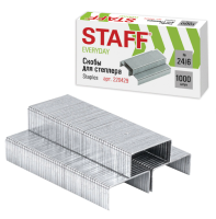 Скобы для степлера №24/6, 1000 штук, STAFF "EVERYDAY", до 30 листов