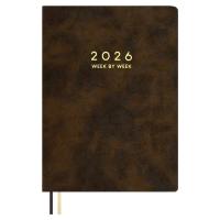 Еженедельник датированный 2026 А4, Тиволи Делавэ коричневый, 80 л., арт. 70328