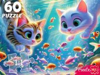 Купить ПАЗЛЫ 60 элементов. КОТЯТА ПОД ВОДОЙ  (арт.Х60-7595) в БУКВАЕШКА