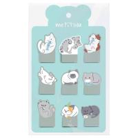 Флажки-закладки MESHU "Sweety kitty" пластиковые фигурные, 20л*12 дизайнов, европодвес