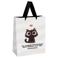 Пакет подарочный 18*23*10см MESHU "Sweet kitten", выборочный лак, матовая ламинация