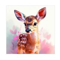 Холст с красками 30х30 см по номерам (20цв) "Малыши-животные" Красочный оленёнок (арт. Х-0
