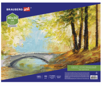 Холст на картоне BRAUBERG ART CLASSIC, 40*50см, грунтованный, 100% хлопок, мелкое зерно