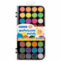 Краски акварельные BRAUBERG PREMIUM 36 цветов (12 базовых + 12 неоновых + 12 металлик) пенал