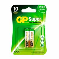 Самсон Батарейки КОМПЛЕКТ 2 шт, GP Super, AAA (LR03, 24А), алкалиновые, мизинчиковые, блистер, 24A-