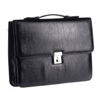 Портфель OfficeSpace "Uran" кожзам, черный, 2 отделения, метал. замок ПаКЗ_572
