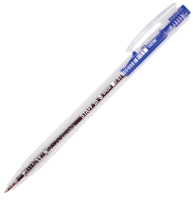 Ручка шариковая автоматическая STAFF "Basic" BPR-245, СИНЯЯ, корпус прозрачный, 0,7 мм,