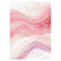 Ежедневник датированный 2026 А5, 145х205 мм Розовая абстаркция, 160 л., тв., арт. 71539