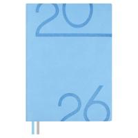 Ежедневник датированный 2026 А6+, Лазеретто голубой, 176 л., арт. 70306