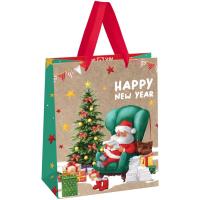 КанцРЦ Пакет подарочный 18*23*10см MESHU "Santa", крафт