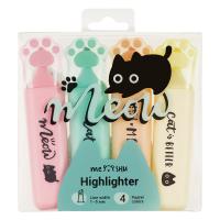 КанцРЦ Набор текстовыделителей MESHU "Live, Life, Meow", 04цв., пастельные цвета, 1-5 мм, ПВХ бокс
