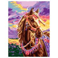 Картина по номерам на картоне ТРИ СОВЫ "Конь на закате", 30*40, с акриловыми красками и кист