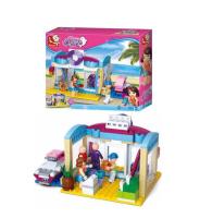 Купить РыжКот Конструктор пластиковый Sluban Розовая мечта. Магазин на пляже (28,5х23,7) (Арт. M38-B0603) в БУКВАЕШКА
