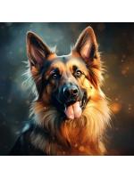 Холст с красками 30х30 см по номерам (20цв) "Собаки" Немецкая овчарка (арт. Х-6347)