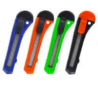 Нож канцелярский 18 мм STAFF "Basic" фиксатор, цвет корпуса ассорти, упак.с европодв.