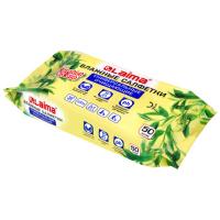 Салфетки влажные 50 шт, УНИВЕРСАЛЬНЫЕ, очищающие для всей семьи, экстракт зеленого чая, LAIM