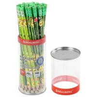 Карандаш чернографитный с принтом BRAUBERG, 1 шт, HB, с ластиком, корпус ассорти, 182015