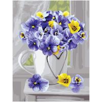 Картина по номерам на холсте ТРИ СОВЫ "Анютины глазки", 30*40, с акриловыми красками и кистя