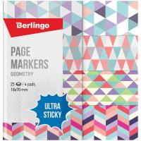 Флажки-закладки Berlingo Ultra Sticky Geometry, 18*70мм, бумажные, в книжке, с дизайн.,