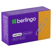 Скрепки 28мм, Berlingo, 100шт., никелированные, карт. упак. BK2511