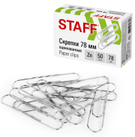 Скрепки большие 78 мм, STAFF, оцинкованные, гофрированные, 50 шт., в картонной коробке,
