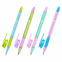 Самсон Ручка шариковая масляная с грипом BRAUBERG GLASSY PASTEL MIX, СИНЯЯ, корпус ассорти, линия 0
