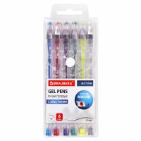 Самсон Ручки гелевые БЛЕСТКИ BRAUBERG "EXTRA", НАБОР 6 ЦВЕТОВ, узел 0,7 мм, линия 0,5 мм, 143908