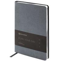 Самсон Ежедневник недатированный А5 138х213мм BRAUBERG под кожу, 136л, гибкий, графитовый, 113375