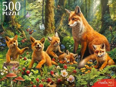 Купить ПАЗЛЫ 500 элементов. СЕМЬЯ ЛИС В ЛЕСУ (арт. Ф500-6631) в БУКВАЕШКА
