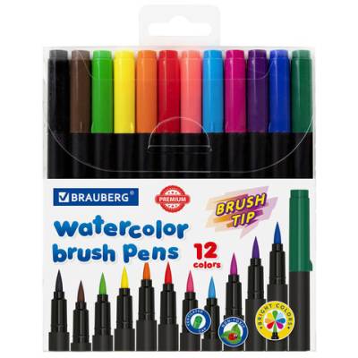 Самсон Фломастеры с наконечником-кистью 12 цветов, вентилируемый колпачок BRAUBERG, 152195