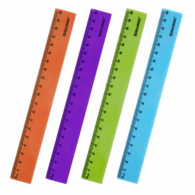 Самсон Линейка пластиковая 20 см BRAUBERG "NEON", непрозрачная, ассорти, 210773
