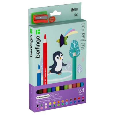 КанцРЦ Карандаши цветные утолщенные Berlingo "SuperSoft. Jumbo", 24цв., шестигранные, заточ., европ