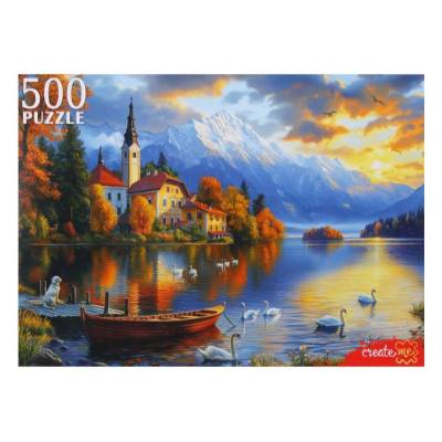 Купить ПАЗЛЫ 500 элементов. ЗАКАТ НА ОЗЕРЕ БЛЕД (арт. Ф500-6632) в БУКВАЕШКА