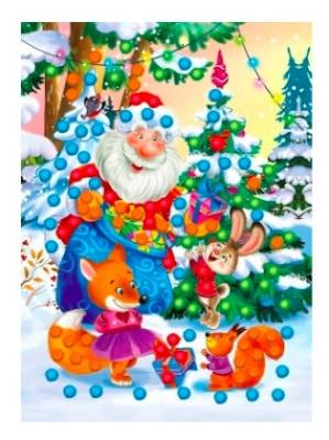 РыжКот Мозаика из помпонов А5. Дед Мороз раздает подарки (Арт. М-1155)